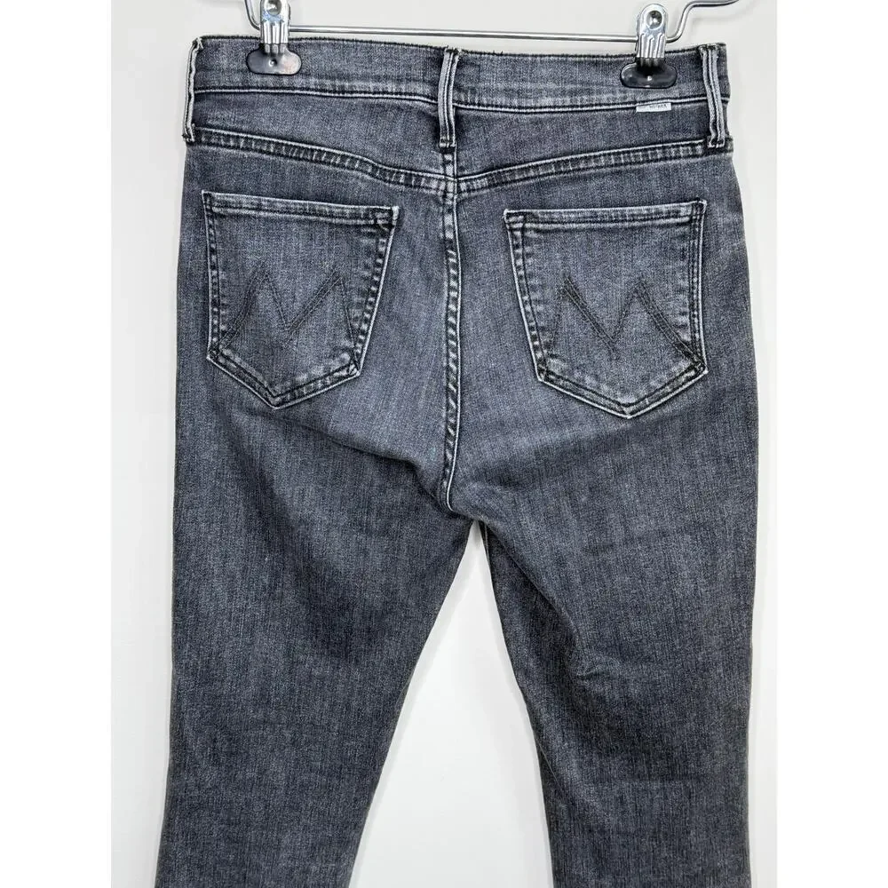 Mother High Waisted Rascal Ankle Step Fray Distressed Jeans Night Garden Size 28